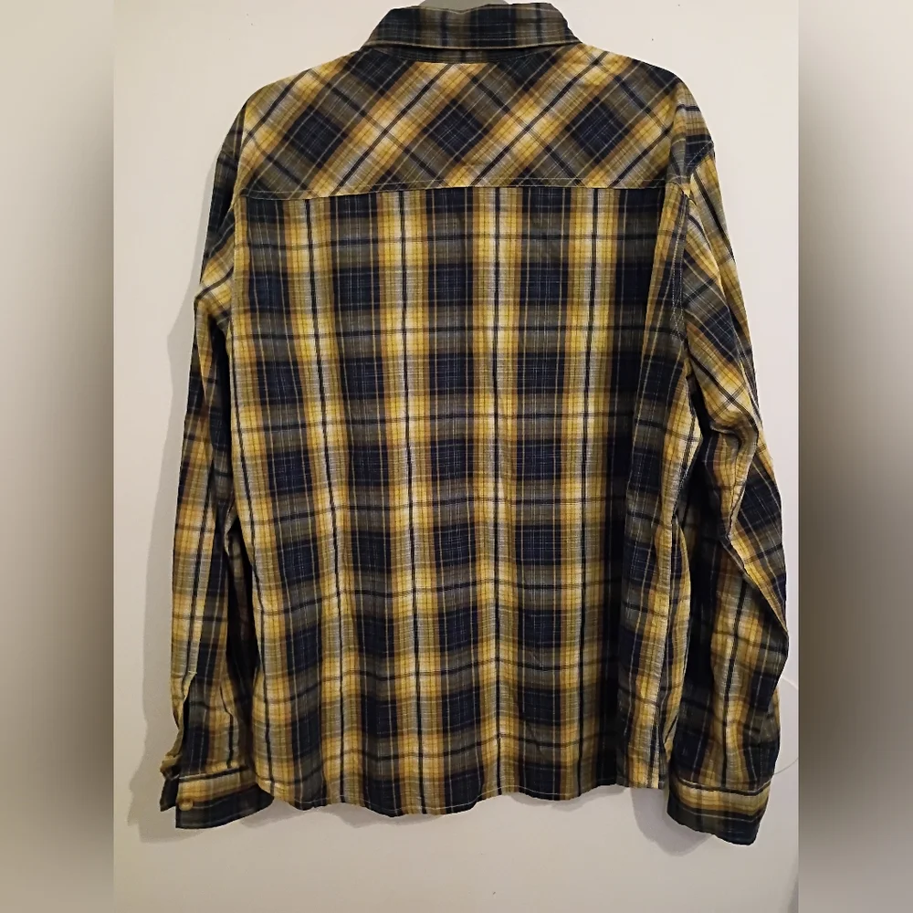 Levi's Men's Plaid‎ Button-Up Shirt - Yellow and Blue Sz L Regular